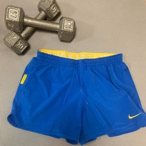 Nike Blue and Yellow Athletic Shorts